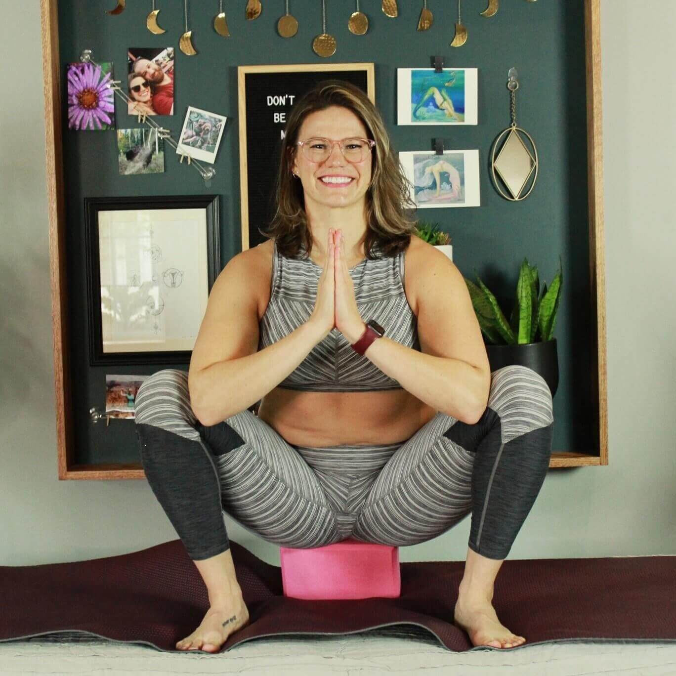 Laura Meihofer pelvic floor physical therapist pt yoga instructor deep squat yoga pose 1 e1613094563329