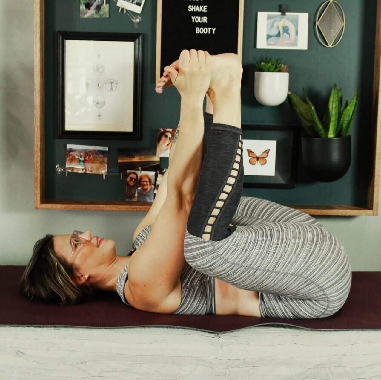 Laura Meihofer pelvic floor physical therapist pt yoga instructor happy baby yoga pose 1 e1613094535145