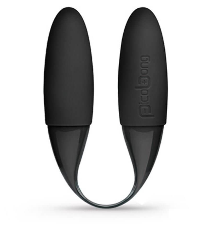 Black U-shaped vibrator same thickness on each side and very narrow in the curved area rounded tips
