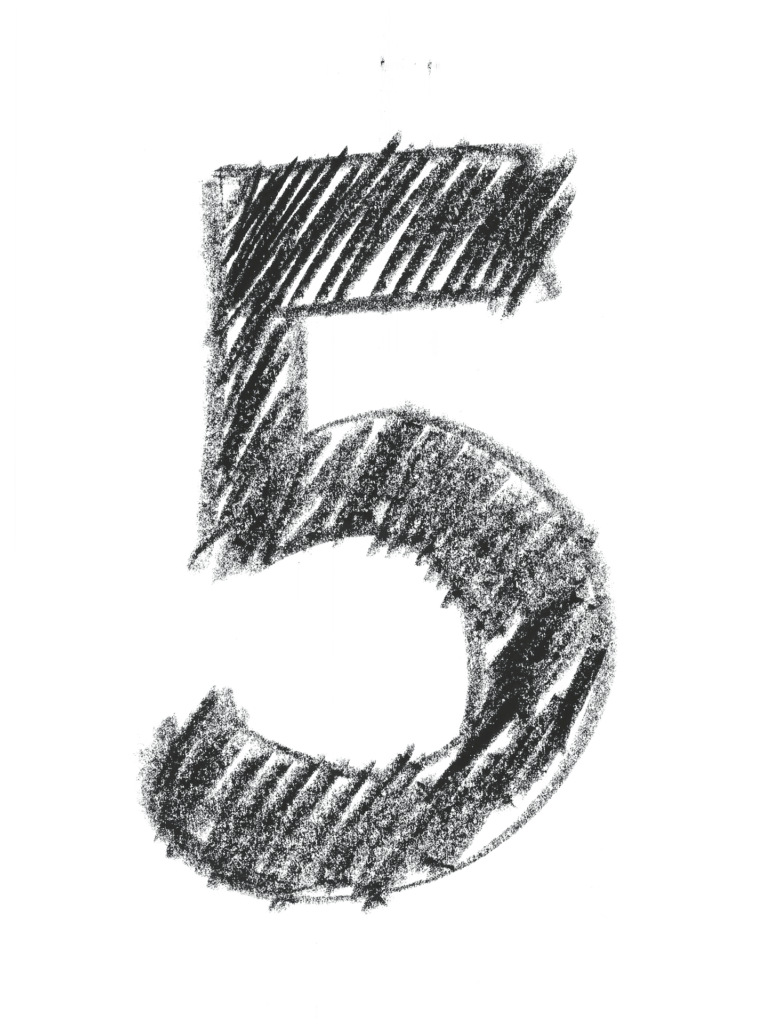 Crosshatch design numeral 5