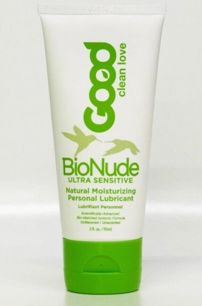 A 3oz squeezable container of Good Clean Love a sensitive natural moisturizing personal lubricant