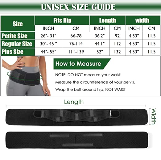 Sciatica hip belt size chart