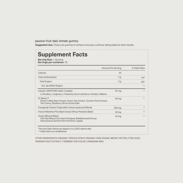 Female libido supplement facts
