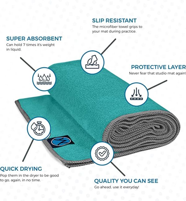 Absorbent towel for yoga mat