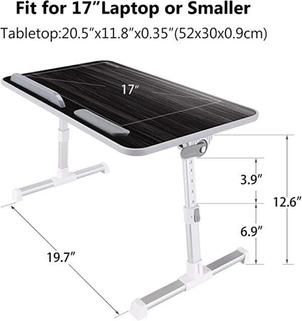 Adjustable laptop bed tray