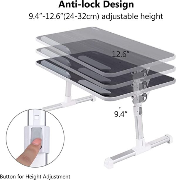 Adjustable and foldable bed tray for laptop