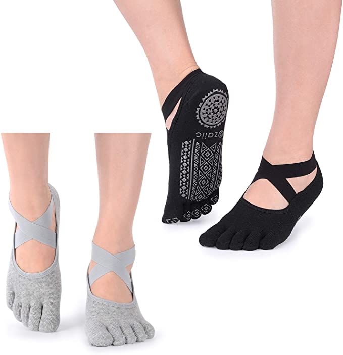 SOBEYO Women's Yoga Socks Grip Non-Slip Open Toes Barefoot