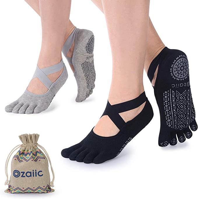 2 Pair Cotton Toe Socks Open Toe Of Ladies Silicone Non-slip Yoga