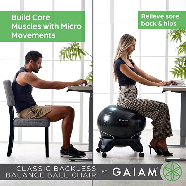 Balance ball chair for core strength and back pain